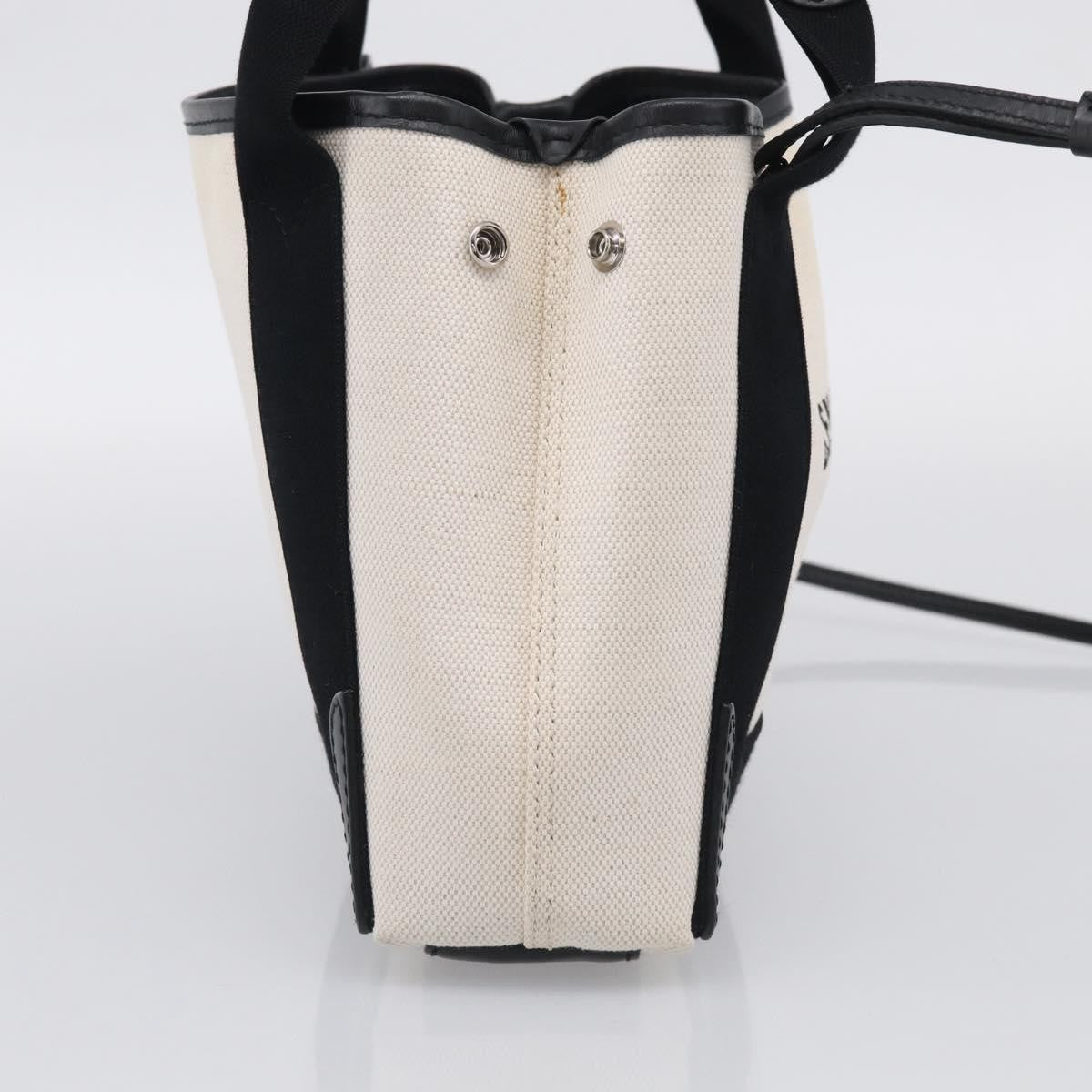 Balenciaga Navy Cabas Canvas with Leather, White, Canvas, Tote Bag