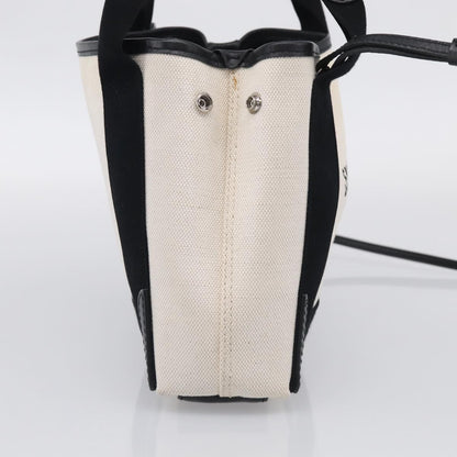 Balenciaga Navy Cabas Canvas with Leather, White, Canvas, Tote Bag