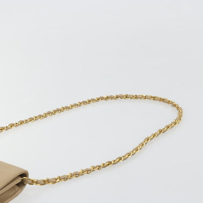 Chanel Vintage Clutch with Chain Quilted Leather, Beige, Leather, Clutch