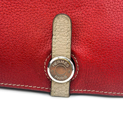 Hermes Bicolor Dogon Duo Combined Leather, Red, Leather, Wallet