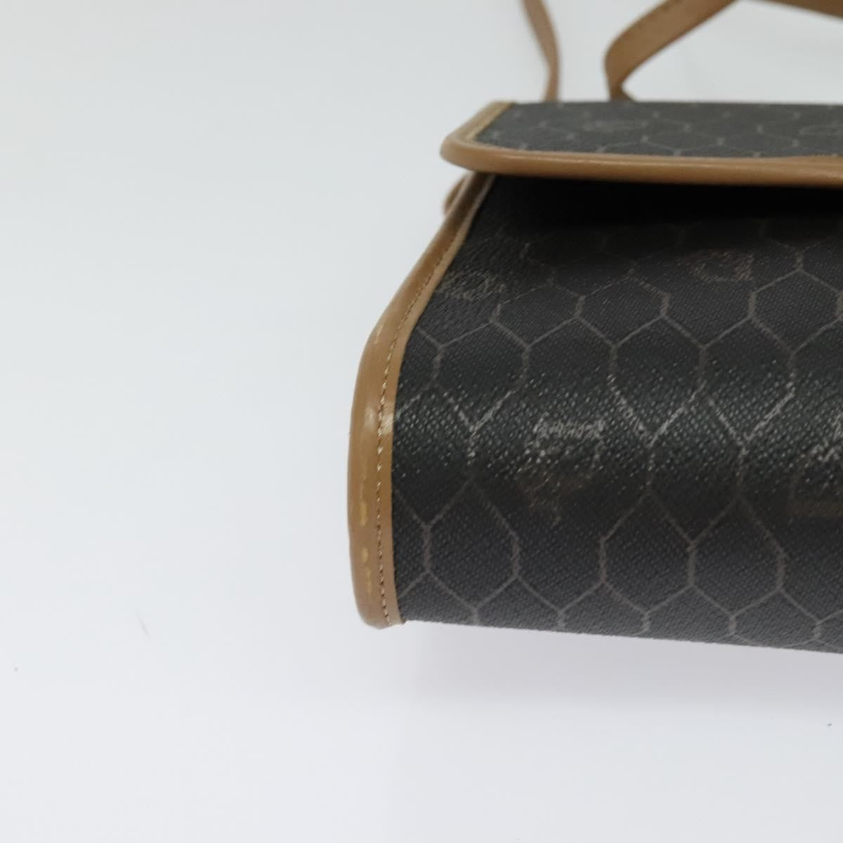Christian Dior Vintage Honeycomb Flap Coated Canvas, Black, Canvas, Shoulder Bag