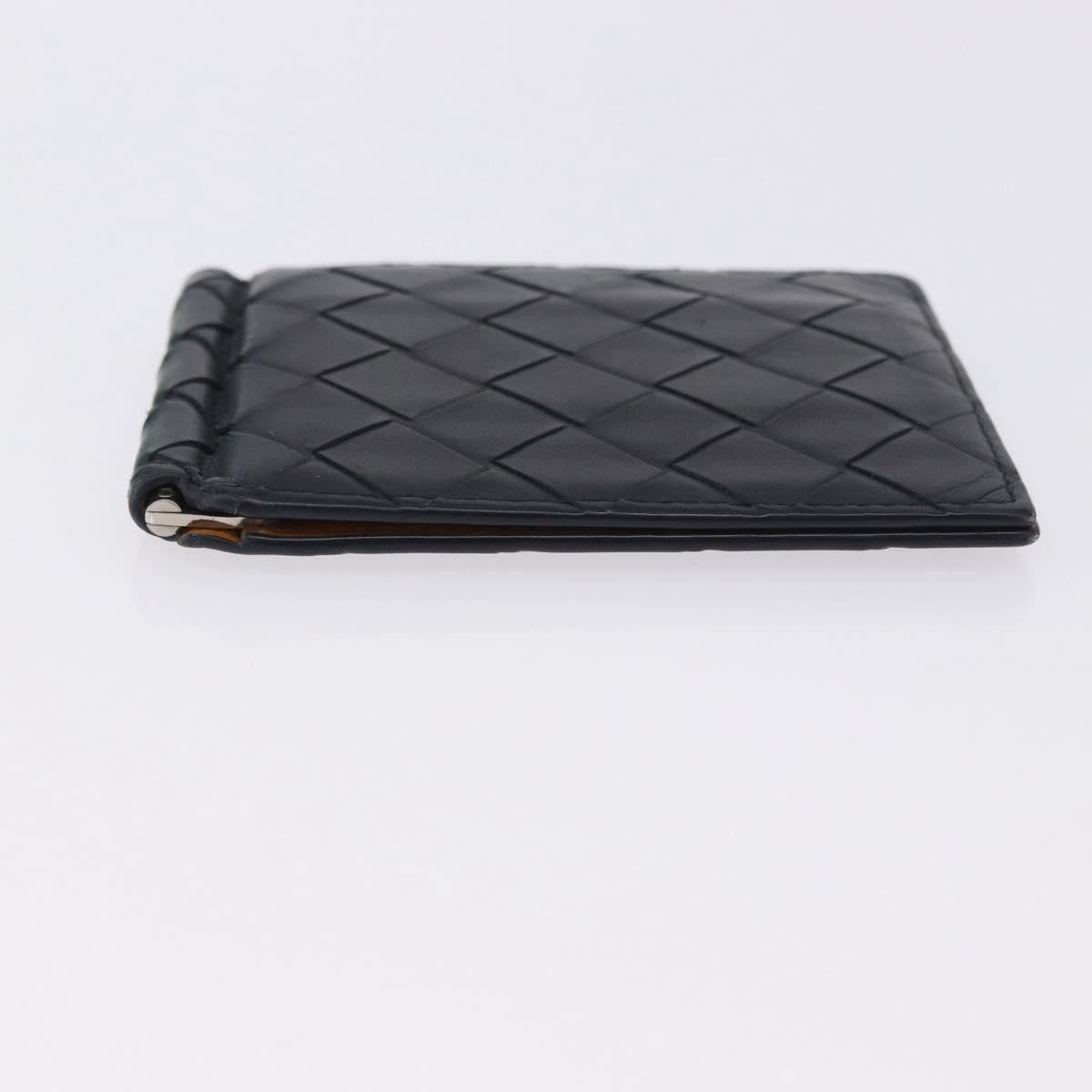 Bottega Veneta Bifold Card Holder Intercciato Leather, Navy, Leather, Card Holder