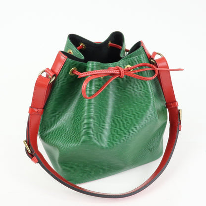 Louis Vuitton Bicolor Petit Noe Epi Leather, Green, Leather, Handbag