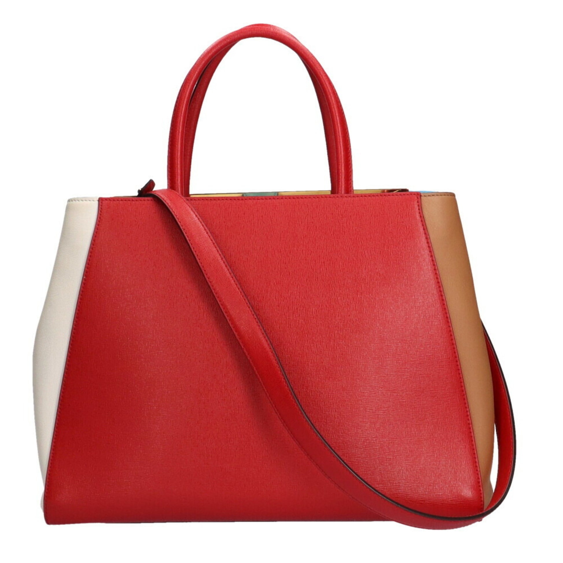 Fendi 2Jours, Red, Leather, handbag