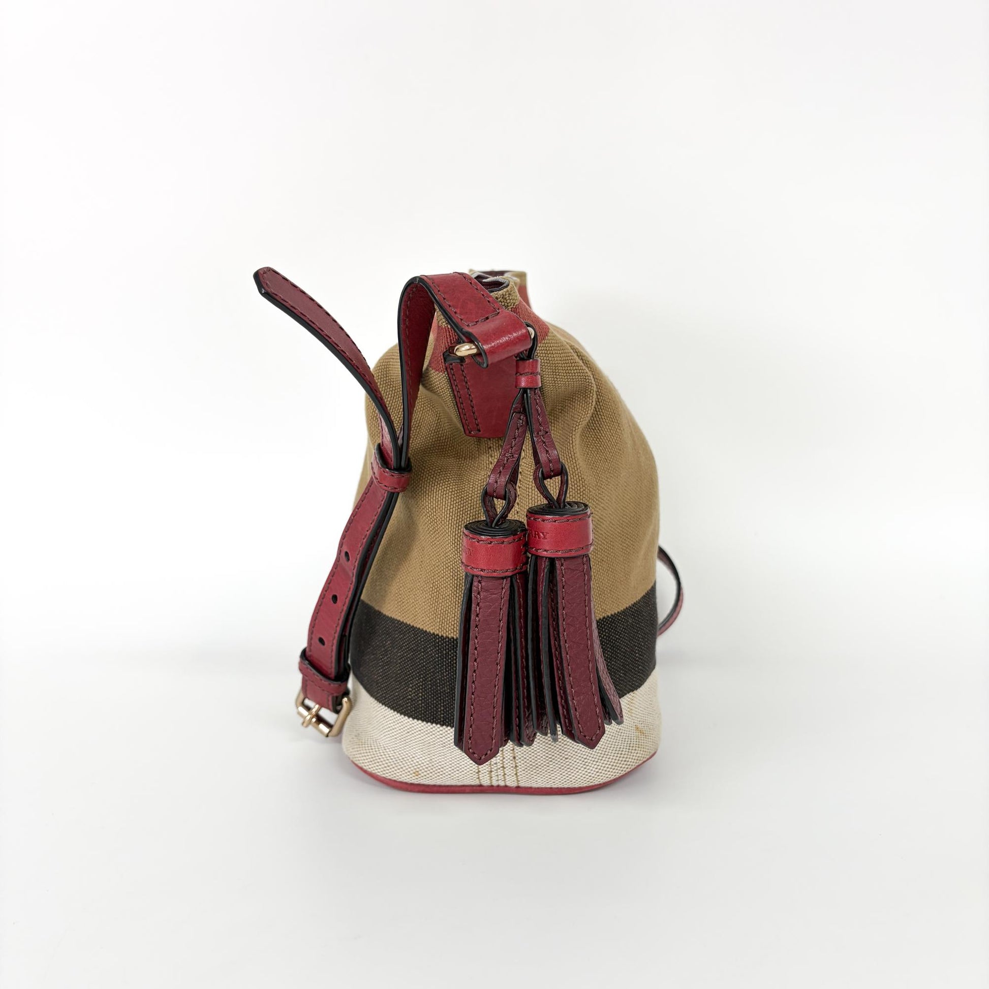 Burberry Ashby House Check Canvas, Beige, Canvas, Handbag