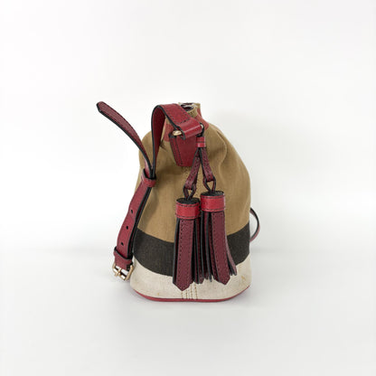 Burberry Ashby House Check Canvas, Beige, Canvas, Handbag