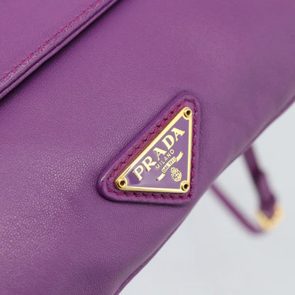 Prada Fold Over Chain Flap Soft Calf, Purple, Leather, Handbag