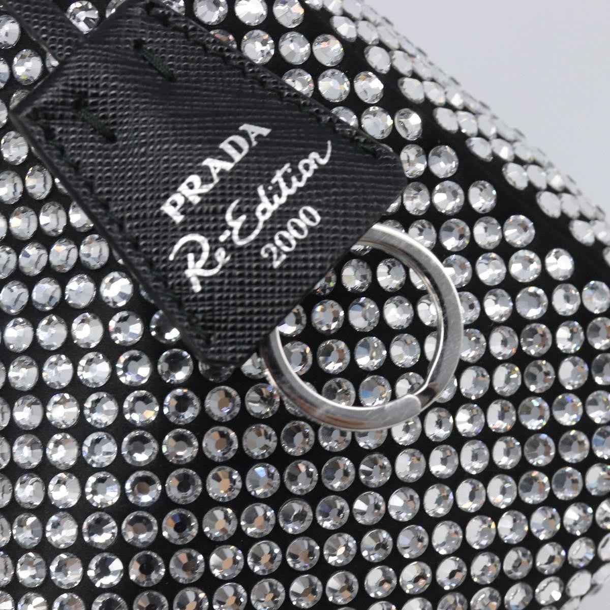 Prada Re-Edition 2000 Hobo Crystal Embellished Satin, Silver, Silk, Shoulder Bag
