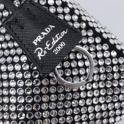 Prada Re-Edition 2000 Hobo Crystal Embellished Satin, Silver, Silk, Shoulder Bag