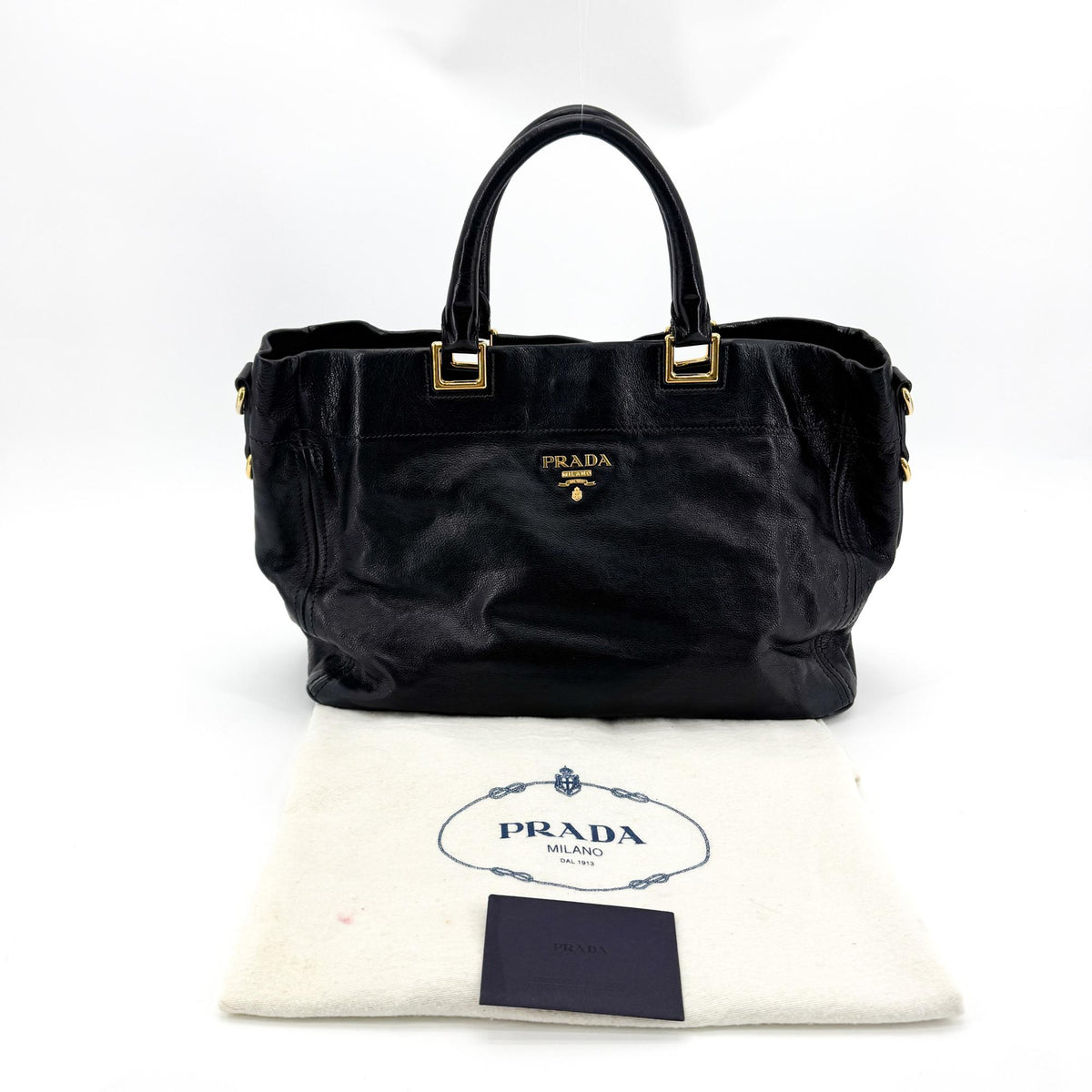 Prada Vitello Daino Leather, Black, Leather, Shoulder Bag