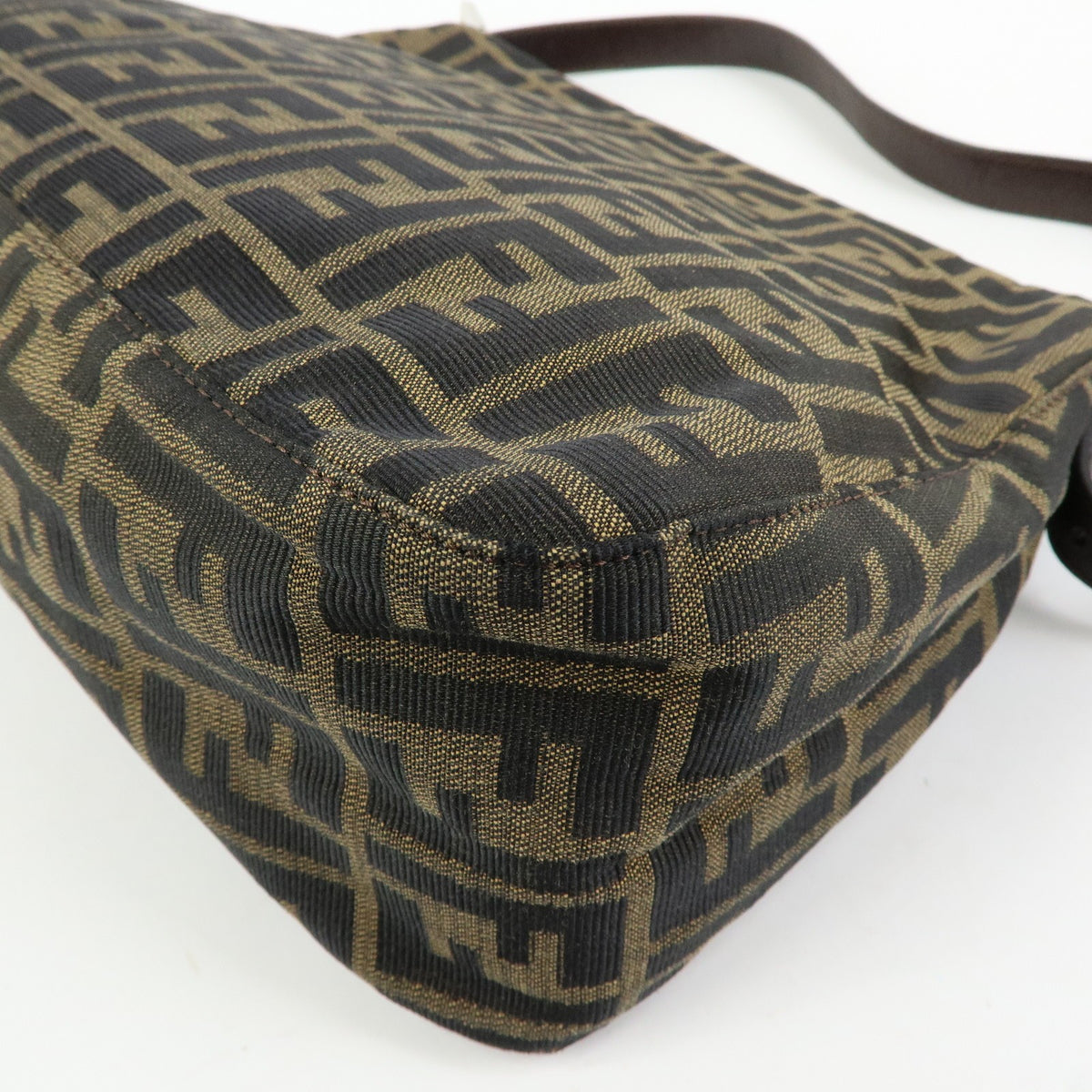 Fendi Zucchino Mamma Baguette Canvas, Brown, Canvas, Shoulder Bag