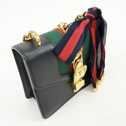Gucci Sylvie Leather, Black, Leather, Shoulder Bag