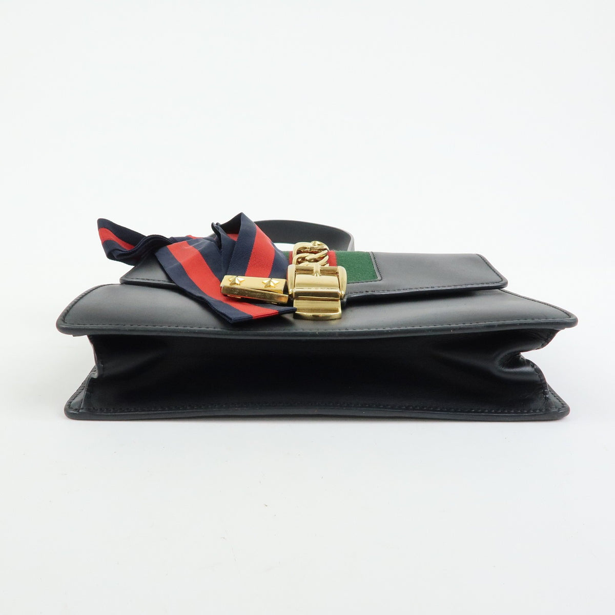 Gucci Sylvie Leather, Black, Leather, Shoulder Bag