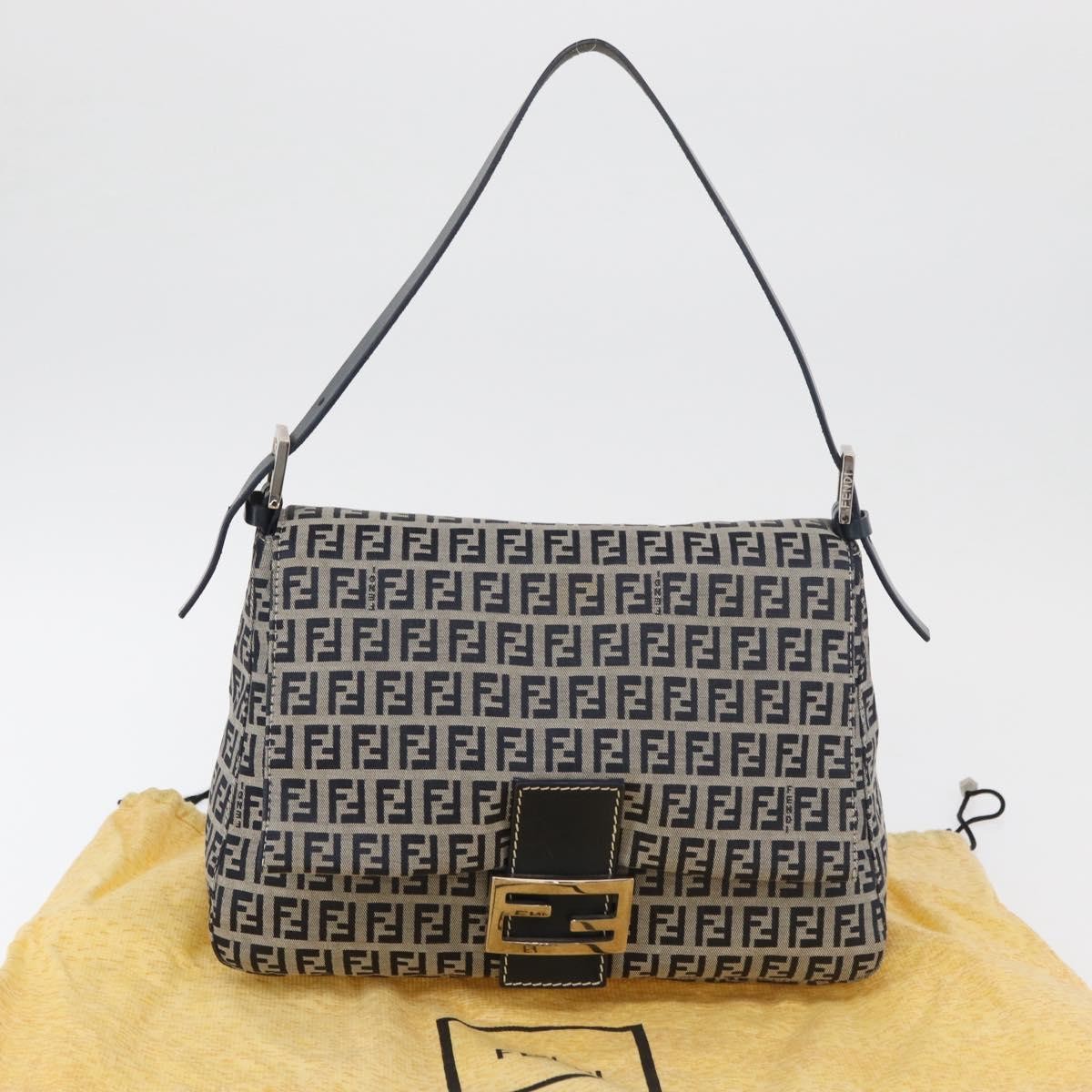 Fendi Baguette Zucchino Canvas, Navy, Canvas, Handbag