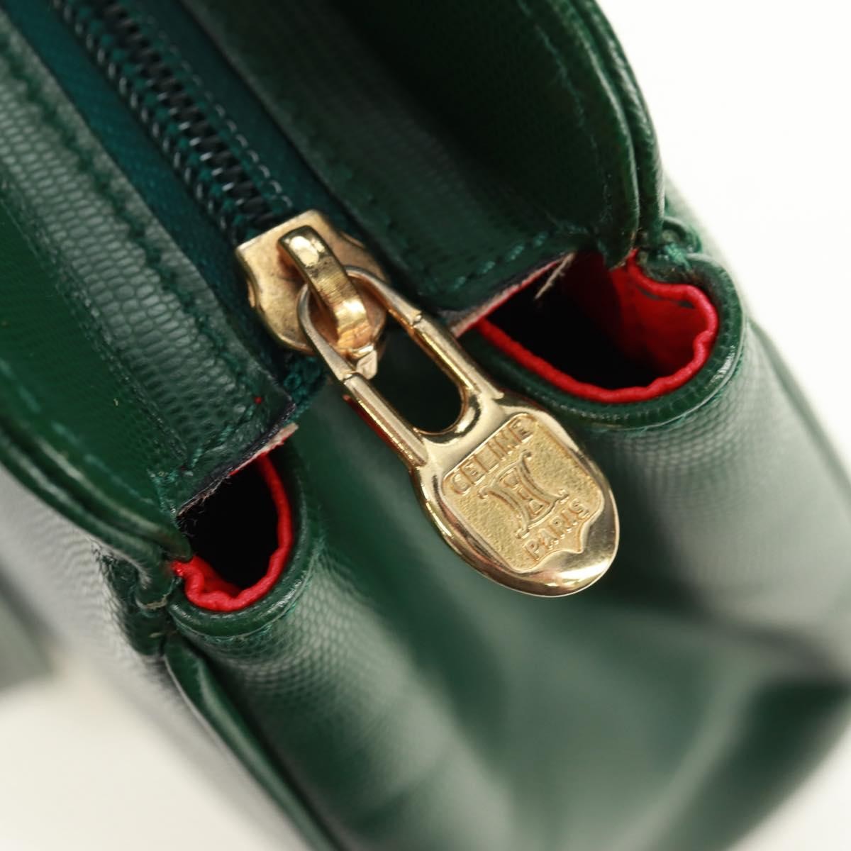 Celine Circle Logo Leather, Green, Leather, Shoulder Bag