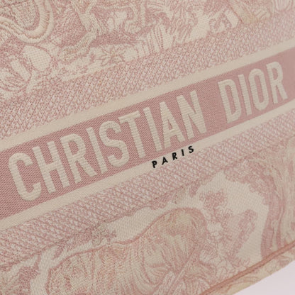 Christian Dior Book Embroidered Canvas, Pink, Canvas, Tote Bag