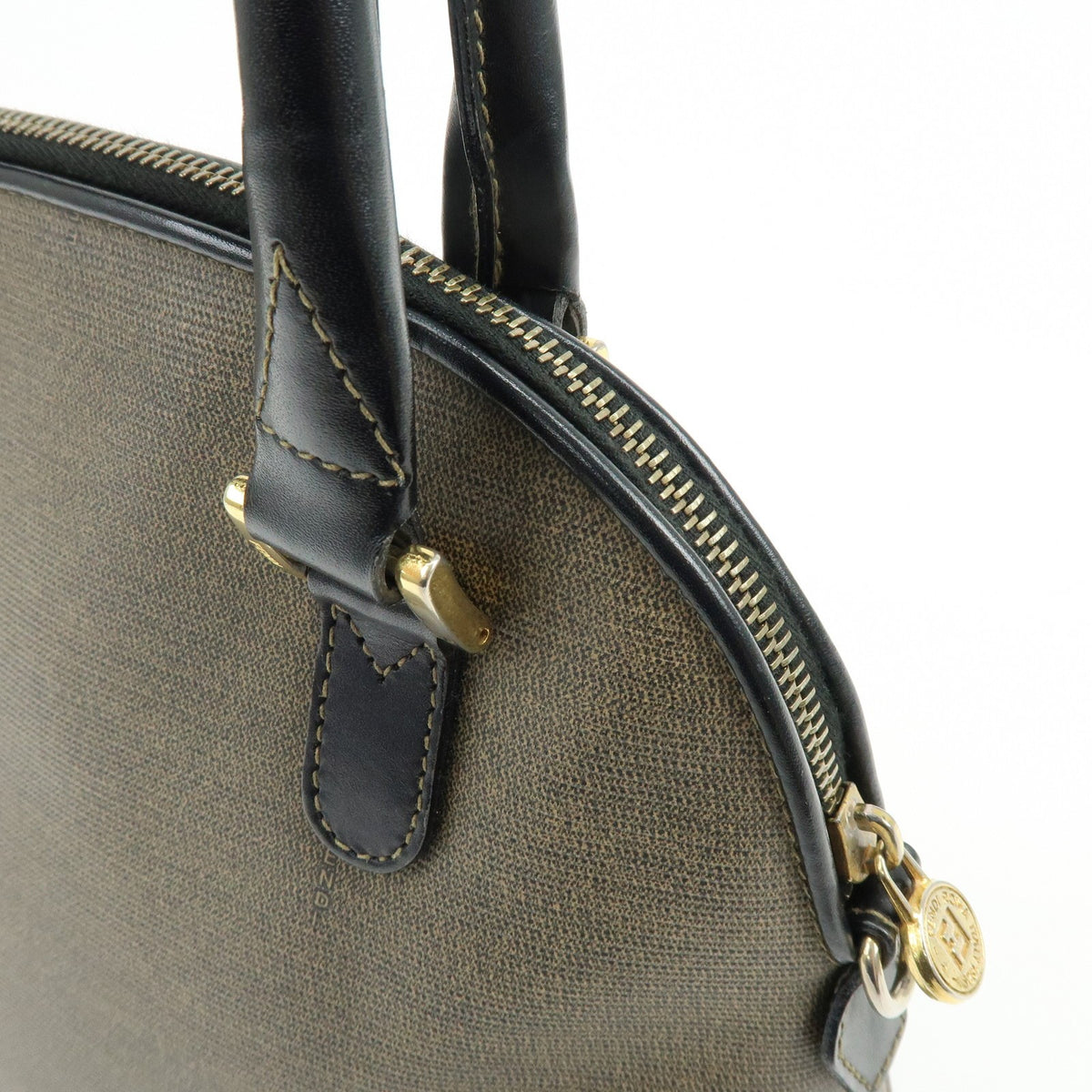 Fendi Vintage Dome Satchel Leather, Brown, Leather, Handbag