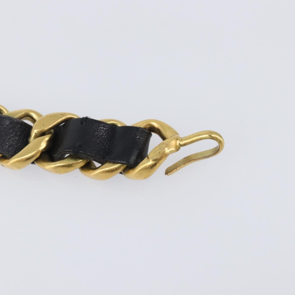 Chanel Vintage Chain Belt Metal and Leather, Black, Leather, Belt
