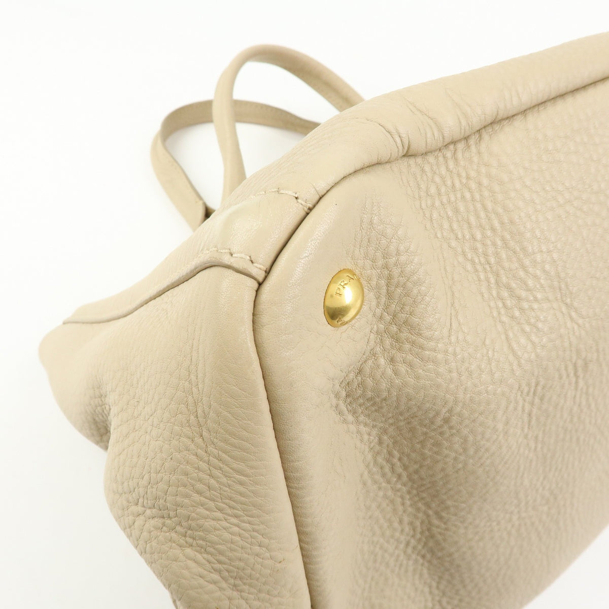 Prada Canapa Vitello Daino, Beige, Leather, Tote Bag