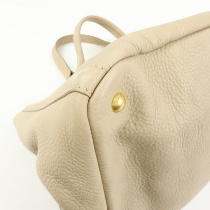 Prada Canapa Vitello Daino, Beige, Leather, Tote Bag