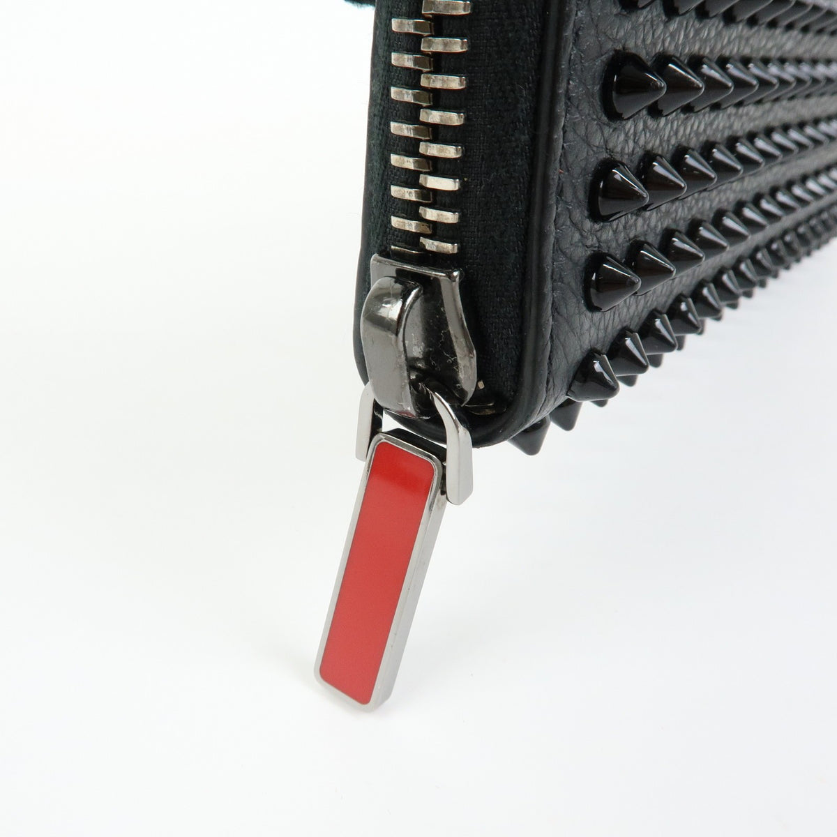Christian Louboutin Panettone Spiked Leather, Black, Leather, Wallet