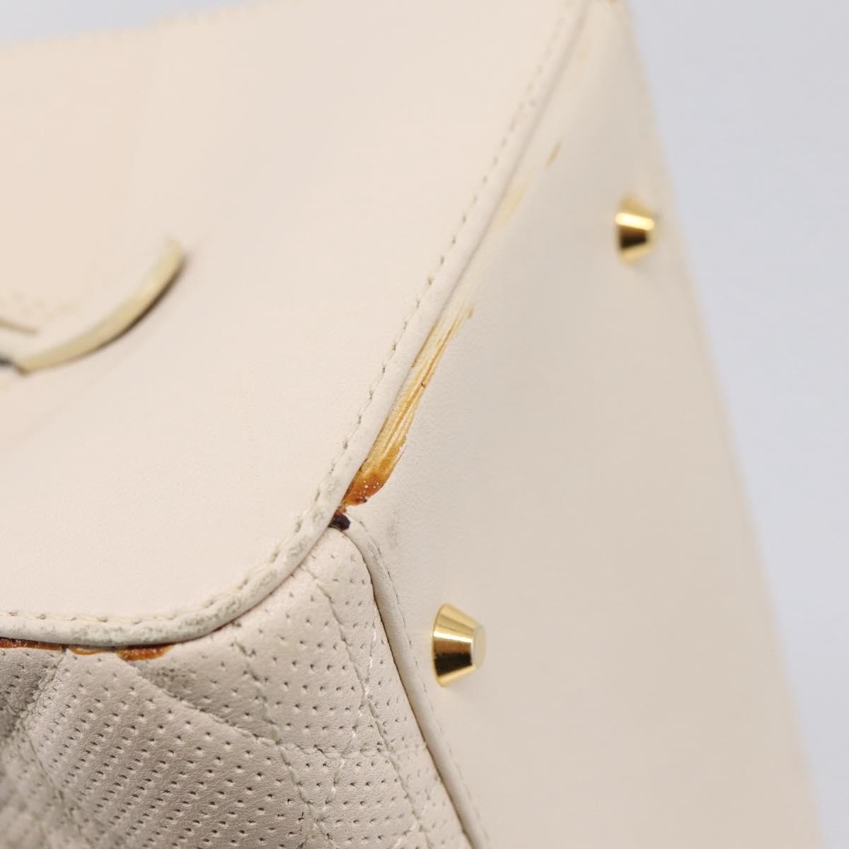 Christian Dior Vintage Leather, White, Leather, Tote Bag