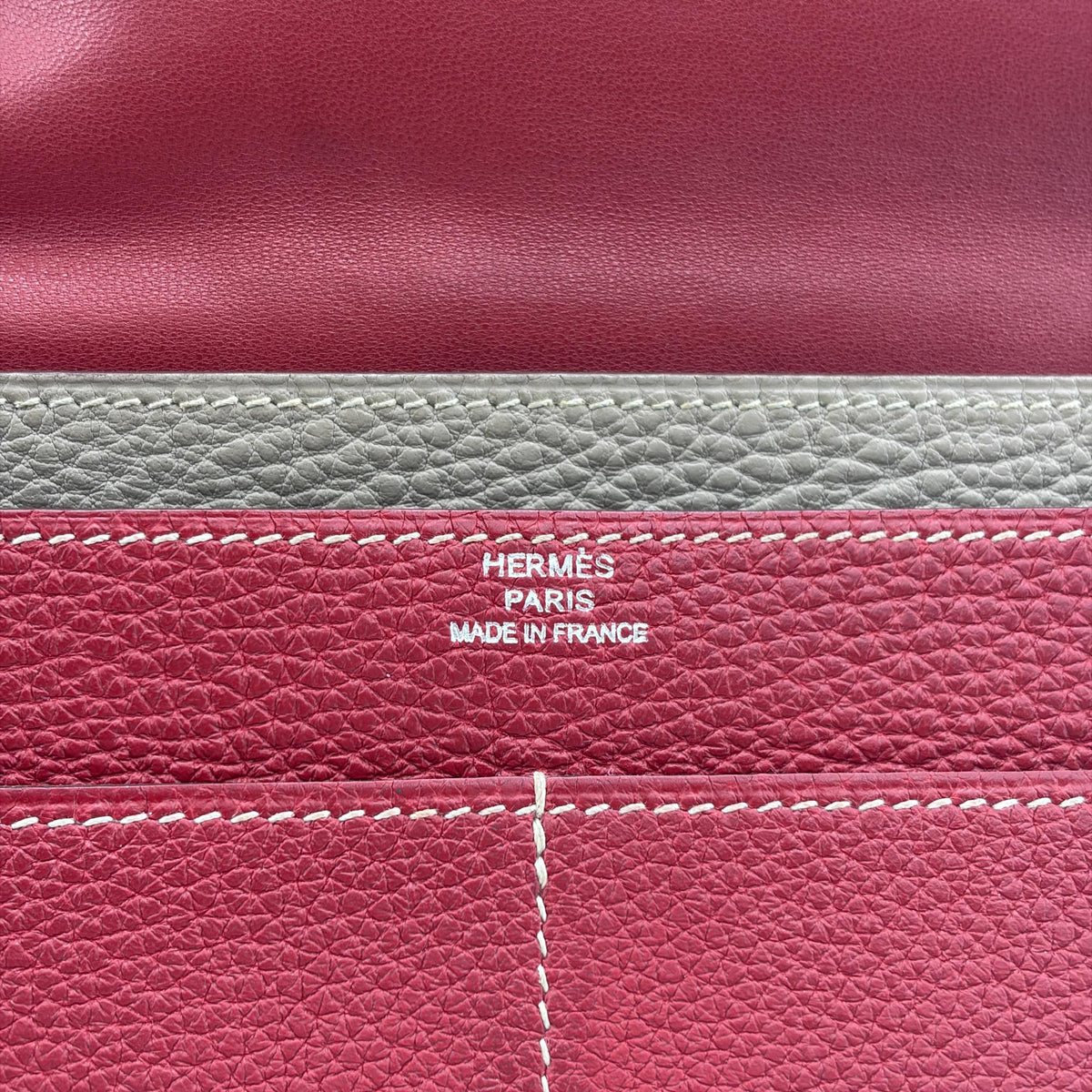 Hermes Bicolor Dogon Duo Combined Leather, Red, Leather, Wallet