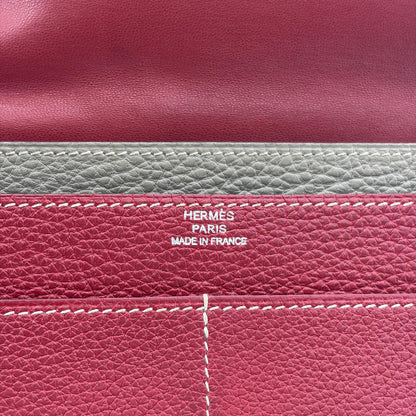 Hermes Bicolor Dogon Duo Combined Leather, Red, Leather, Wallet