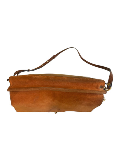 Chloe Faye Chain Leather and Suede, Brown, Leather, Shoulder Bag