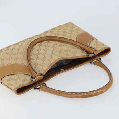 Gucci Vintage Ring Tote GG Canvas with Leather, Beige, Canvas, Tote Bag