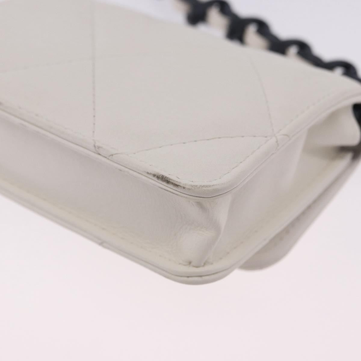 Chanel 19 Flap Coin Purse Belt Quilted Lambskin, White, Leather, Clutch