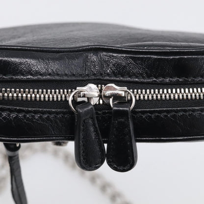 Balenciaga Le Cagole Giant Studs Heart Chain Leather, Black, Leather, Handbag