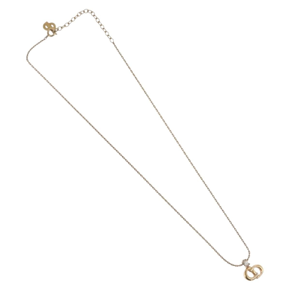 Christian Dior CD Pendant Metal and Crystals, Gold, Metal, Necklace