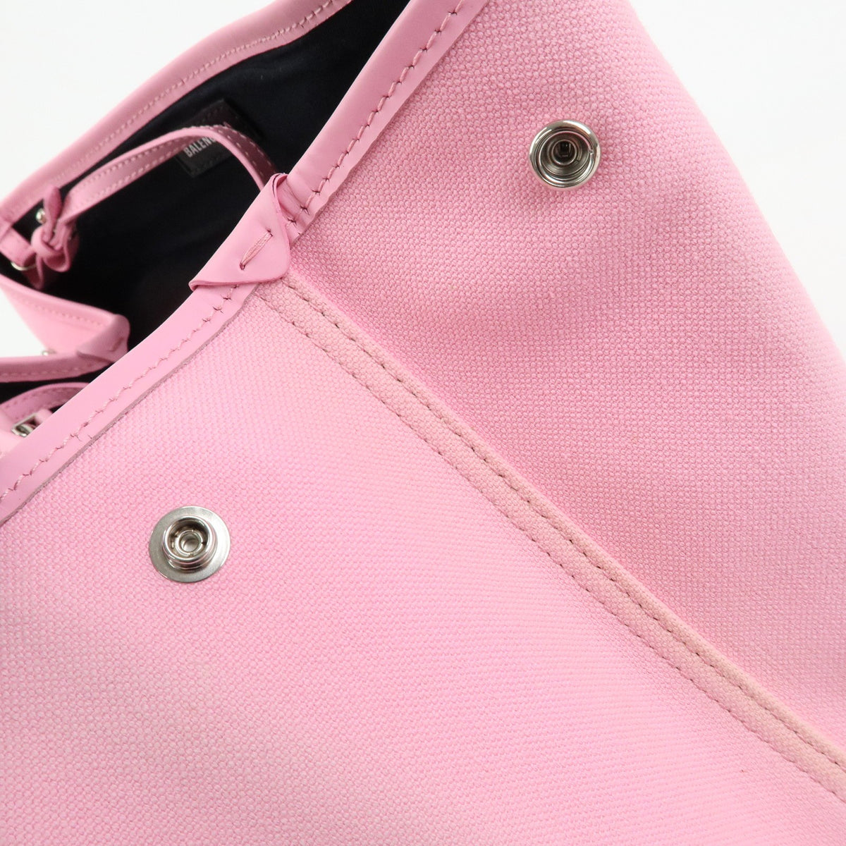Balenciaga Navy Cabas Canvas with Leather, Pink, Canvas, Tote Bag