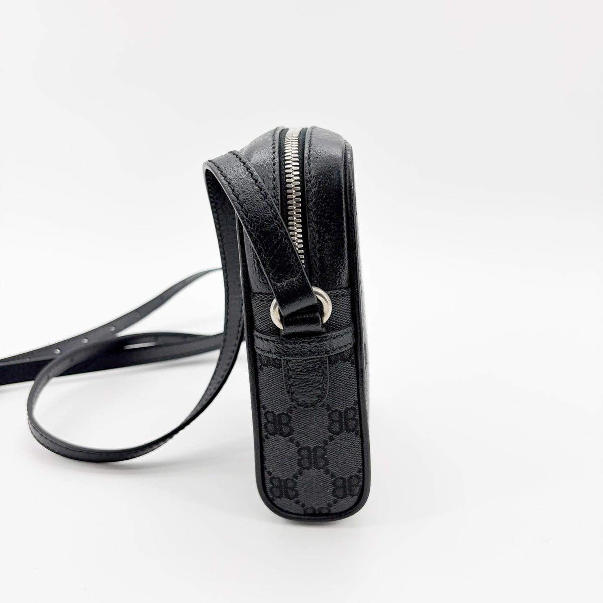 Balenciaga x Gucci The Hacker Project Zip Messenger BB Canvas, Black, Canvas, Shoulder Bag