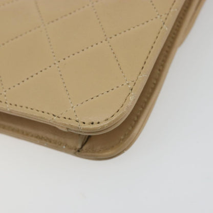 Chanel Vintage Clutch with Chain Quilted Leather, Beige, Leather, Clutch