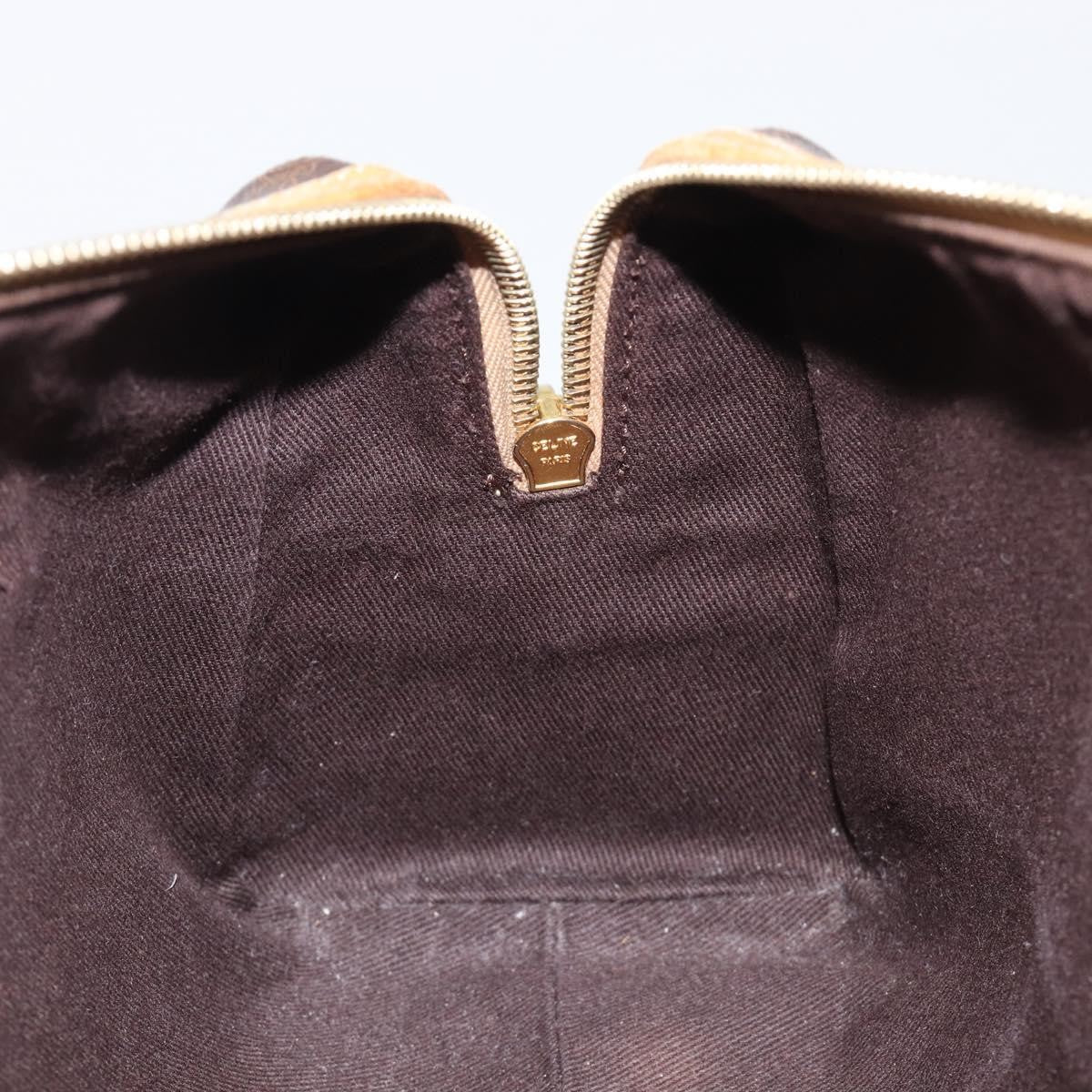 Celine Vintage Shoulder Bag Macadam Canvas & Leather, Brown, PVC, Shoulder Bag