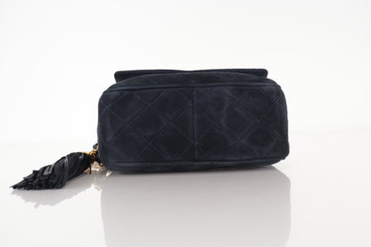 Chanel Shoulder Suede Patchwork, Black, Suede, Shoulder Bag