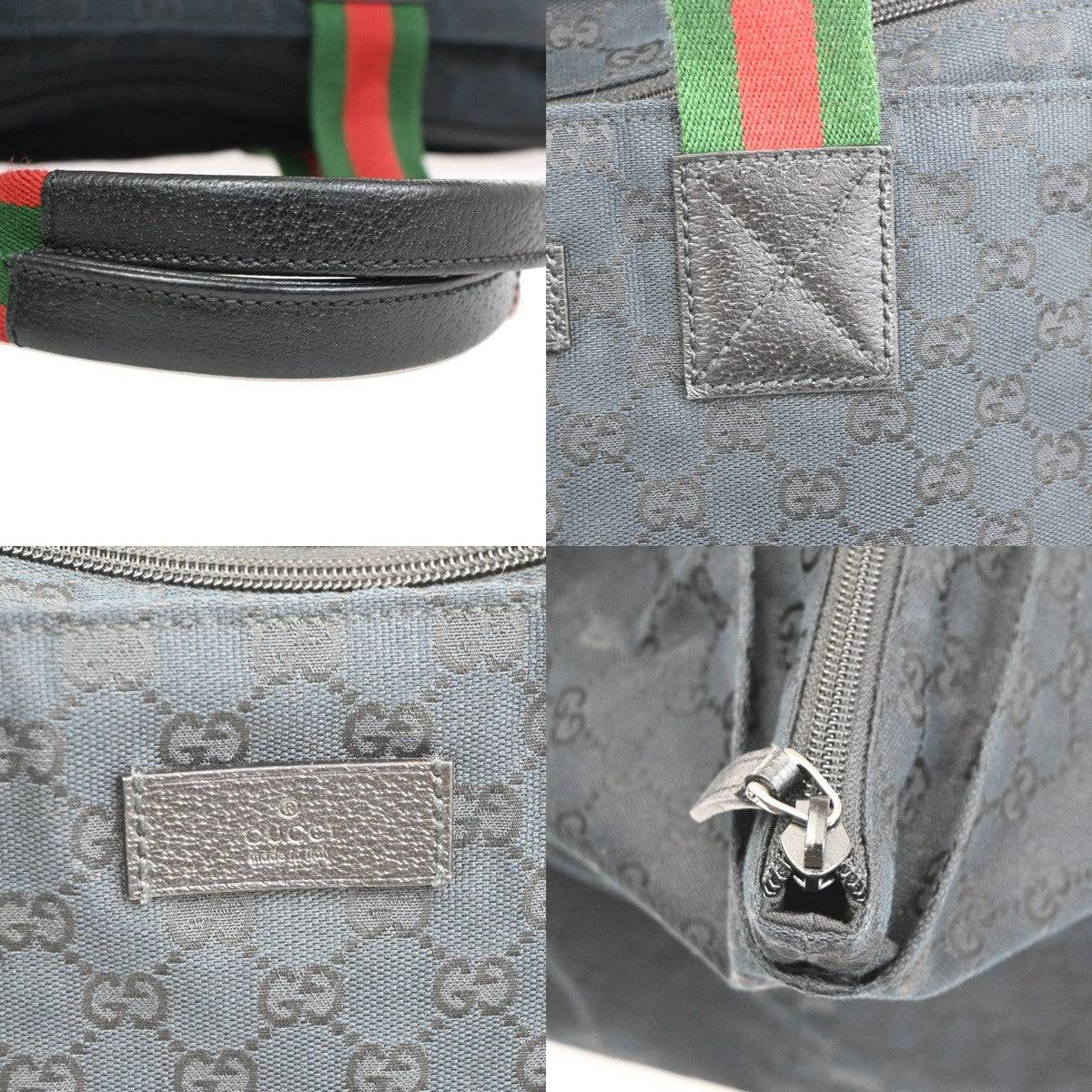 Gucci Web Zip GG Canvas, Black, Canvas, Tote Bag