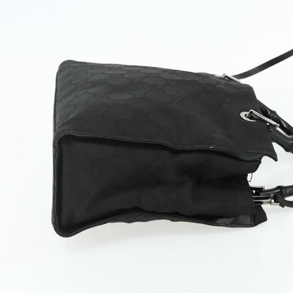 Gucci Vintage Bamboo Handle Tote GG Canvas, Black, Canvas, Tote Bag