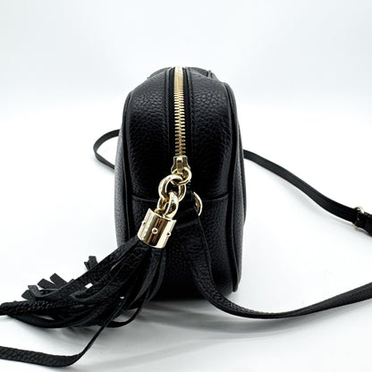 Gucci Soho Disco Leather, Black, Calfskin, Crossbody Bag