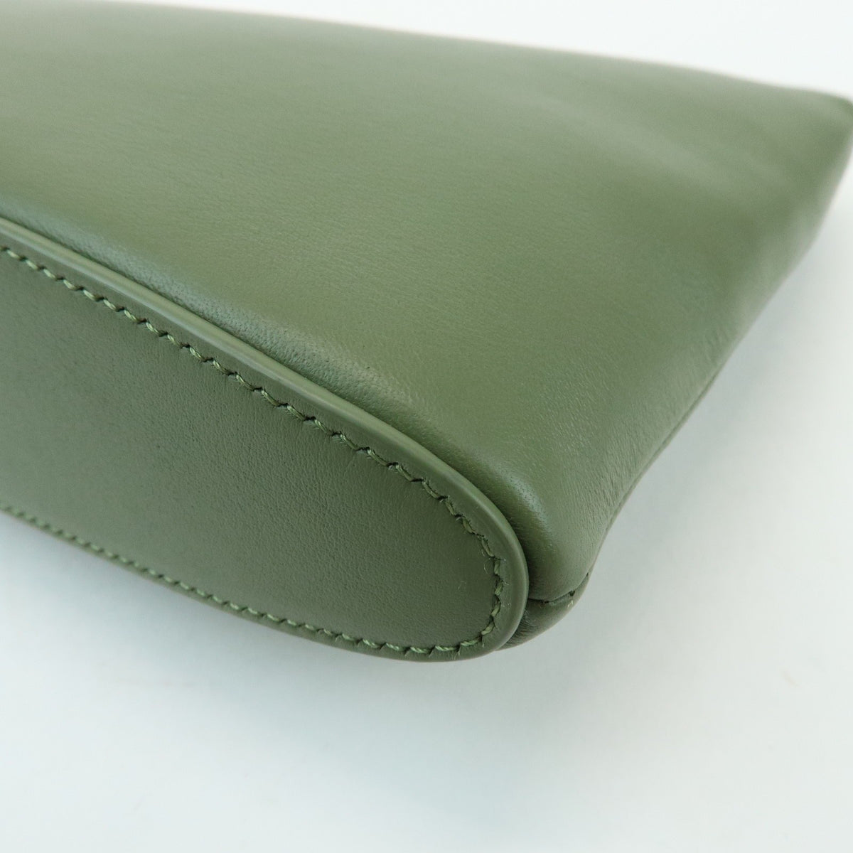 Loewe T Pouch Leather, Green, Leather, Clutch