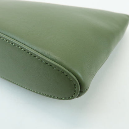 Loewe T Pouch Leather, Green, Leather, Clutch