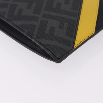 Fendi Zip Flat Wristlet Zucca Coated Canvas and Leather, Black, Canvas, Clutch