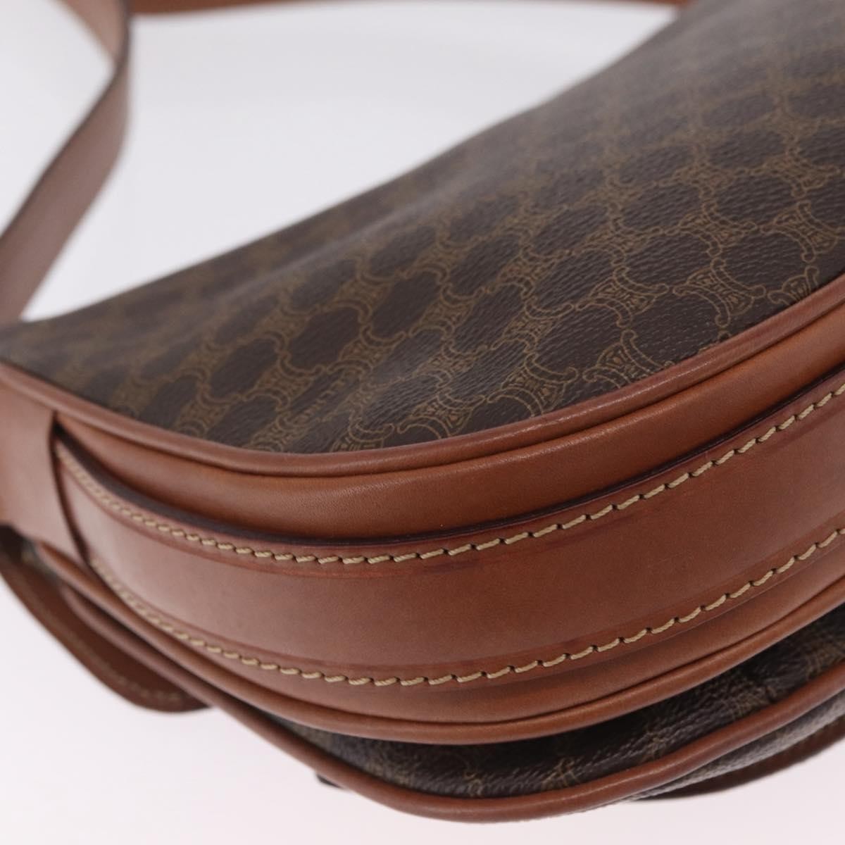 Celine Macadam Shoulder Canvas, Brown, Canvas, Crossbody Bag