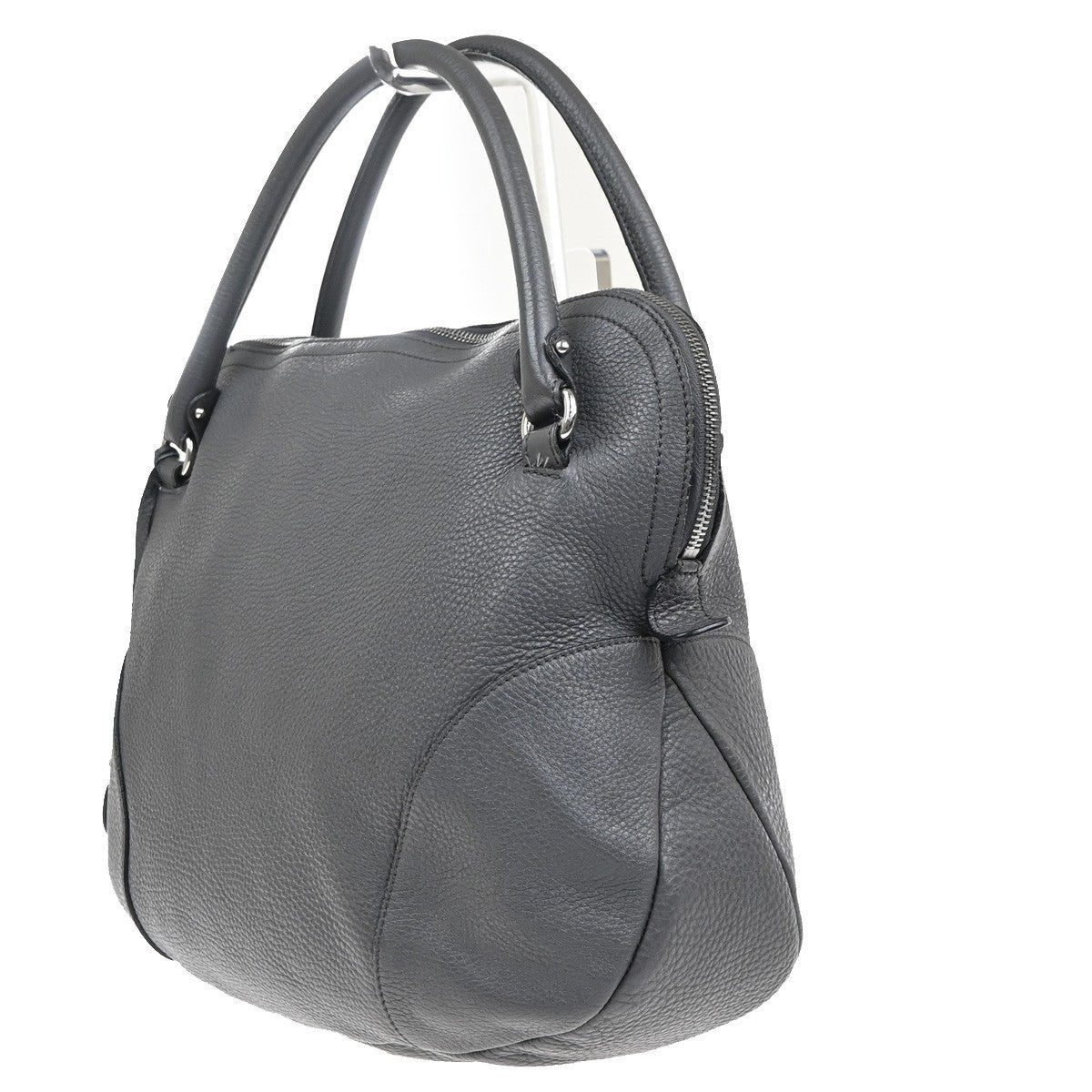 Salvatore Ferragamo Bonaria Satchel Leather, Gray, Leather, Handbag