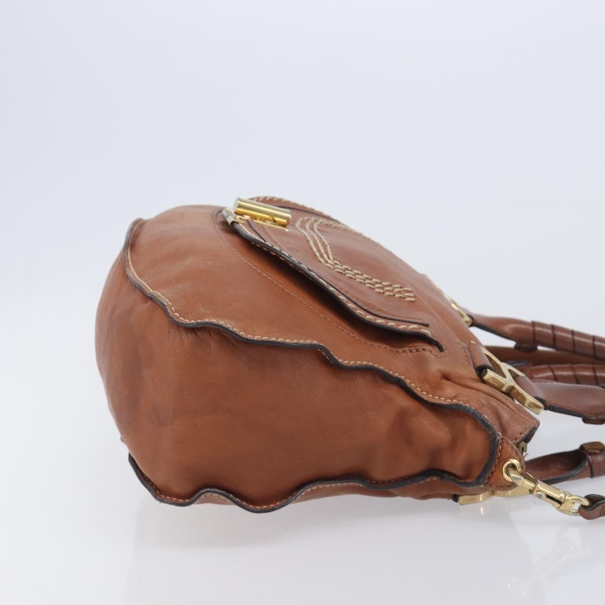 Chloe Marcie Satchel Leather, Brown, Leather, Handbag