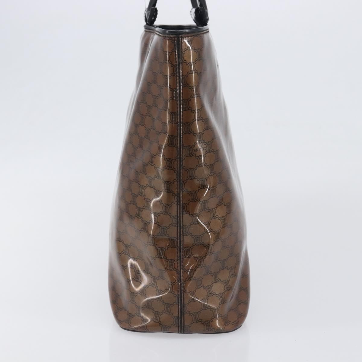 Celine Vintage Macadam Shopper Tote Venyl, Brown, Canvas, Tote Bag
