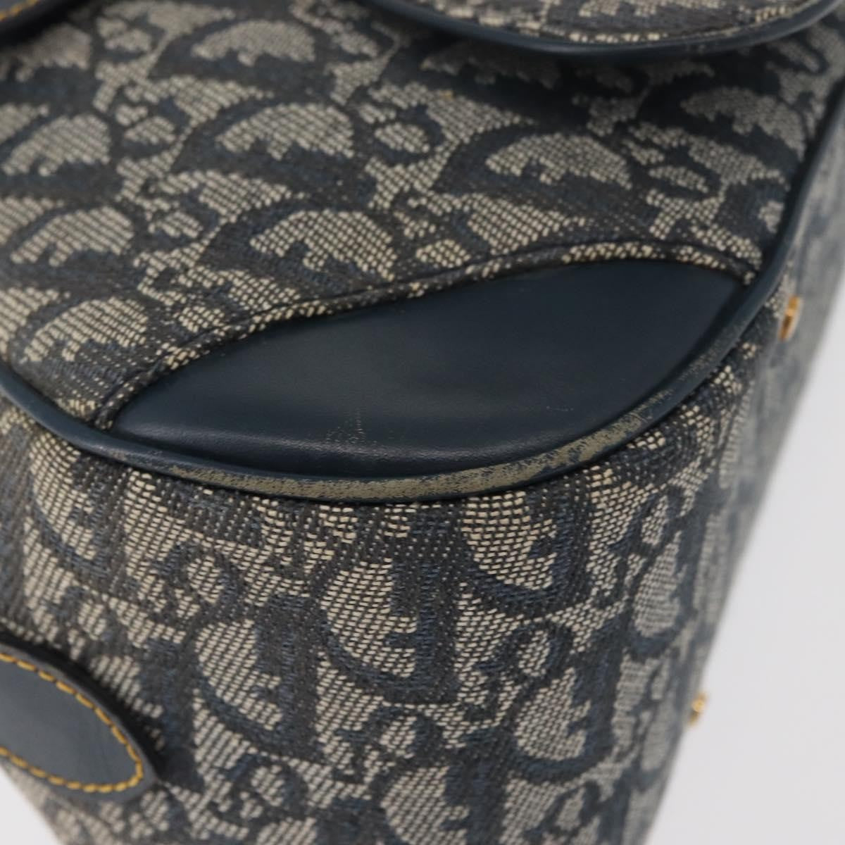 Christian Dior Vintage Saddle Bowler Diorissimo Canvas, Navy, Canvas, Handbag