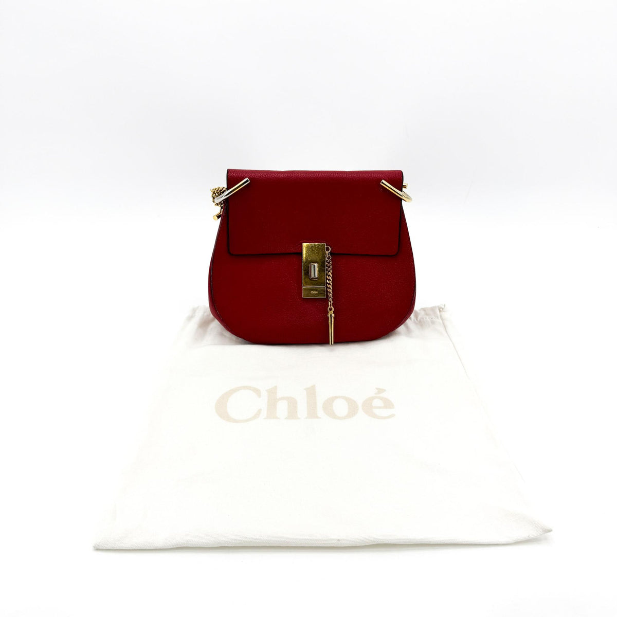 Chloe Drew Leather, Red, Leather, Crossbody Bag